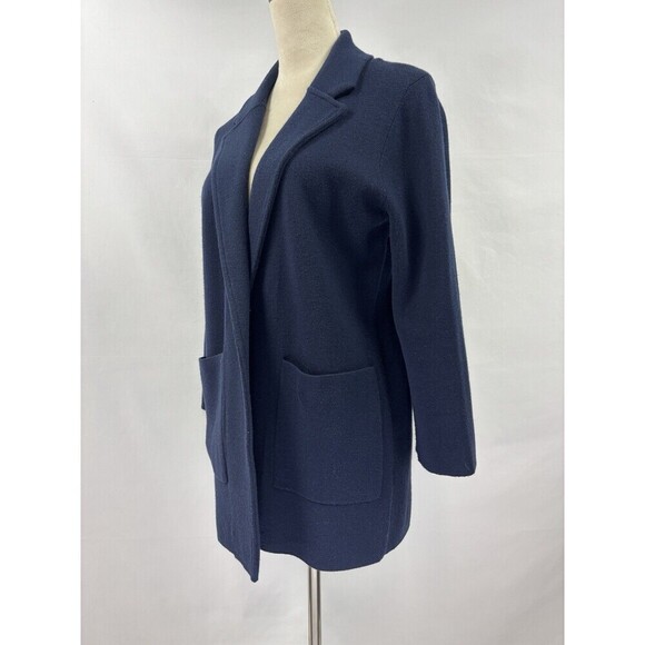 J Crew Sweater Blazer Navy Blue Small Pockets Swacket Swazer Stretch Knit Jacket - Picture 11 of 11